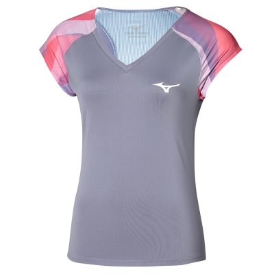 Camisa Mizuno Release Printed Tee Mujer Plateados - Chile M086PHIJFU